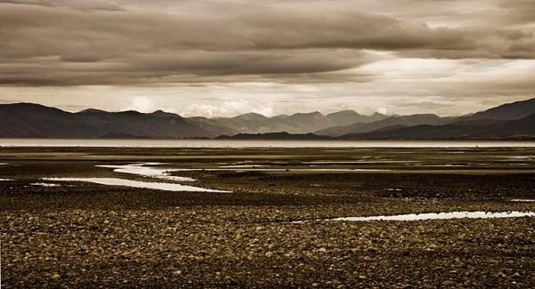 Collingwood;Golden Bay;hills;rivers;Road;bush;native forrest;green fields;green paddocks;golden sands;agriculture;bachs;holiday homes;Puponga;black swans;pebble beach;low cloud;moody light;sepia tone