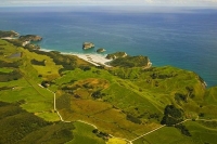 Aerial;Farewell_Spit;Golden_Bay;Wharariki_Beach;hills;rivers;Road;bush;native_fo