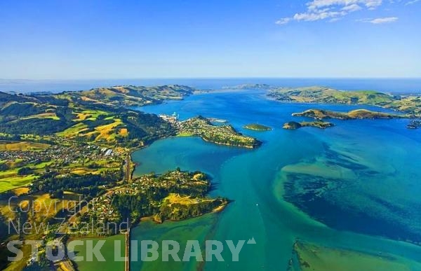 Aerial;Port Chalmers;Otago Peninsula;Otago;harbour;golden sands