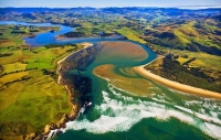 Aerial;The_Catlins;Southland;hills;rivers;Road;bush;native_forrest;green_fields;