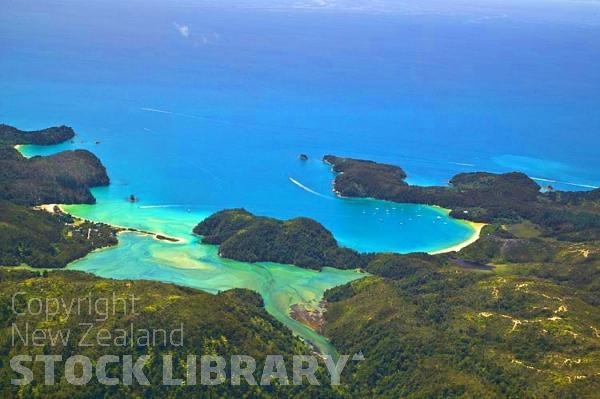 Aerial;Able Tasman National Park;Tasman Bay;sand dunes;sandy beaches;rocky shorelines;beach;beach front;bluffs;cliffs;boating;bush;native forrest;golden sands;Anchorage Bay