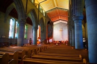 Nelson;Tasman_Bay;Nelson_Anglican_Cathedral;Nave;interior;pews;columns;alter