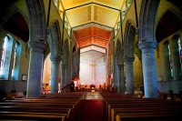 Nelson;Tasman_Bay;Nelson_Anglican_Cathedral;Interior;pews;nave;columns;alter;org