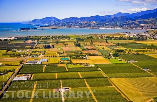 Aerial;Richmond;Tasman Bay;Waimea Inlet;industry;industrial buildings;church;churches;orchards;vineyards;Waimea Plains