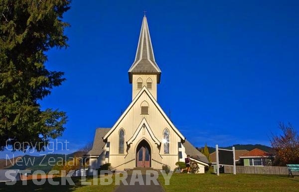 Richmond;Tasman Bay;Waimea Inlet;industry;industrial buildings;church;churches;orchards;vineyards;Holy Trinity Church;Holy;Trinity;Church;Stoke;Spire Stoke;blue sky