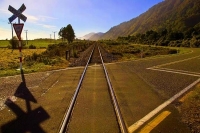 Granity;West_Coast;cliffs;bluffs;blue_sky;blue_sea;bush;native_forrest;Rail_line