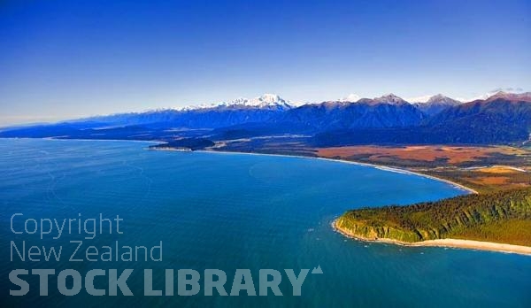 Aerial;Haast to Hokitika;West Coast;mountains;valleys;river;Tasman Sea;State highway 6;Bruce Bay;Mt Cook;bush;native forrest