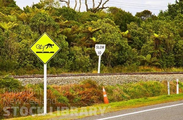 Hokitika;West Coast;State Highway 6;mountains;valleys;Hokitika river;Tasman Sea;airport;Hokitika river Bridge;sand bar;dairy factory;Cyclists Sign