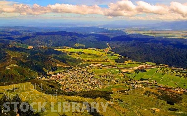 Aerial;Reefton;West Coast;mountains;valleys;Inangahua River;Grey Valley