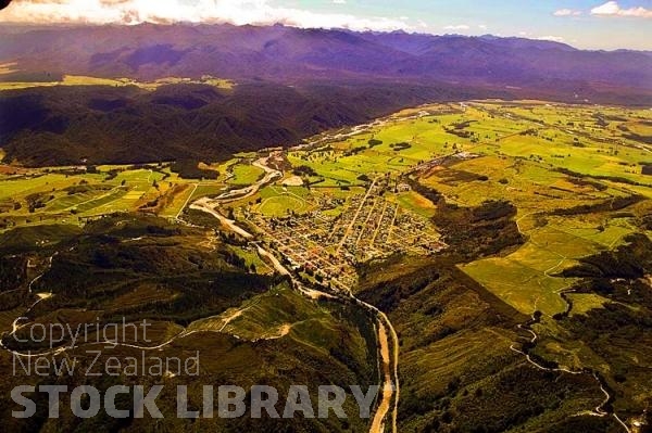 Aerial;Reefton;West Coast;mountains;valleys;Inangahua River;Grey Valley