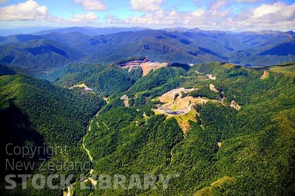 Aerial;Reefton;West Coast;mountains;valleys;Inangahua River;Hilltop Disused Coalmine;Hilltop;Disused;Coalmine