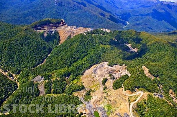 Aerial;Reefton;West Coast;mountains;valleys;Inangahua River;Grey Valley;Hilltop Disused Coalmine;Hilltop;Disused;Coalmine;Garvey Creek Coal Mine