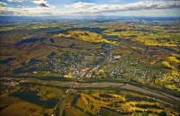 Aerial;Waipawa;Tararua;church;green_fields;paddocks;Waipawa_River;river;palms;pa
