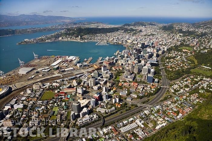 Aerial-Wellington-city looking south east-beehive-houses of parliament