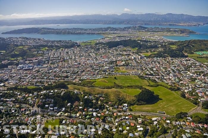 Aerial-Wellington-city-Rongotai-airport-Lysle Bay